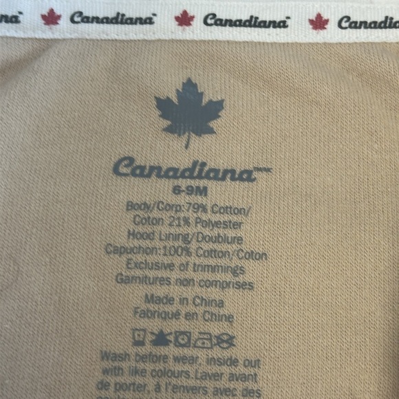 Canadiana - Kids Tan Hoodie with Bear Ears - Picture 3 of 4